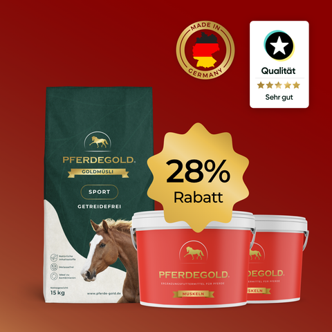 Pferdegold® 2x Muskeln + Müsli Getreidefrei - jetzt 28% Rabatt im Bundle, getreidefrei, hochwertige Qualität, Made in Germany.