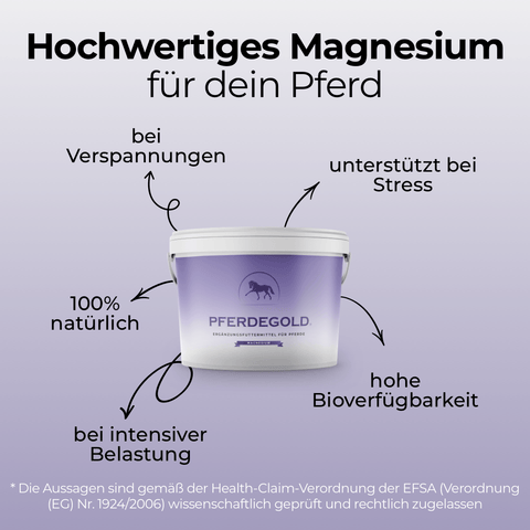 Pferdegold® Sport Balance 36 % Magnesium-Ergänzungsfuttermittel für Pferde, ideal zur Deckung des Magnesium- und Aminosäurebedarfs bei Pferden, mit Vorteilen wie Stressabbau, Muskelaufbau und hoher Bioverfügbarkeit.