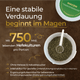 Geöffneter Behälter von Pferdegold Verdauungs Bundle: BalanceFit mit grünem Etikett und braunen Pellets, mit faserreichem pferdefutter zur Unterstützung der Verdauung und 750 Milliarden Lebendhefen pro Portion.