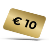 Auf einer Pferdegold®-Gutschein-Goldkarte sind das Euro-Symbol und die Zahl 10 abgebildet, die für einen Wert von 10 € von Pferdegold® steht.