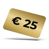 Eine Pferdegold® Gutschein-Goldkarte mit dem Euro-Symbol und der Zahl 25.