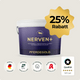 Der Pferdegold® Nerven+ mit Tryptophan 25% Becher ist mit einer goldenen "25% Rabatt"-Plakette und Qualitätssicherungssymbolen versehen und eignet sich perfekt zur Beruhigung von Pferden im Rahmen Ihrer Premium-Pferdefutter-Routine.