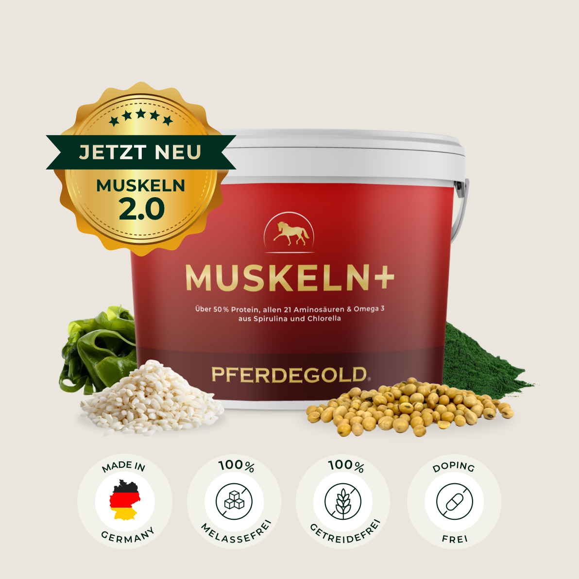 Makana Muskel PRO Pellets Für Pferde – Ergänzungsfutter Für Muskelaufbau, 1,5 Kg Dose Mit Mikroalgen